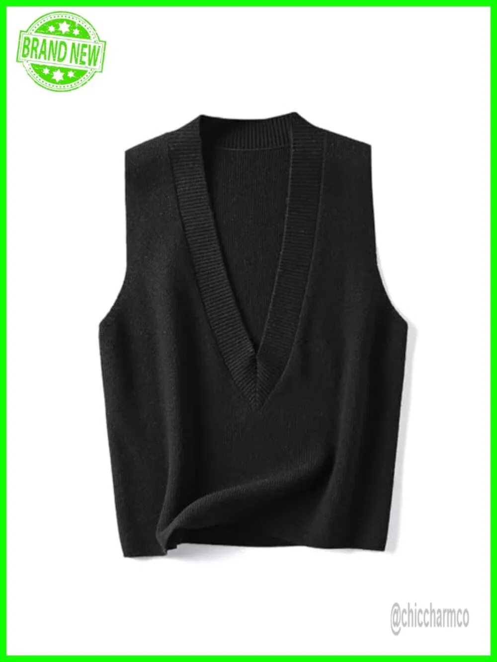 Deep V-Neck Sleeveless Knit Pullover Sweater Vest - Soft Lightweight